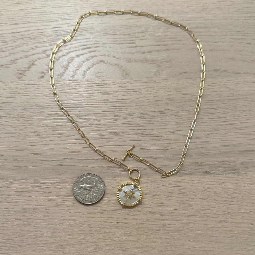 Foundrae inspired compass Necklace with White Pendant